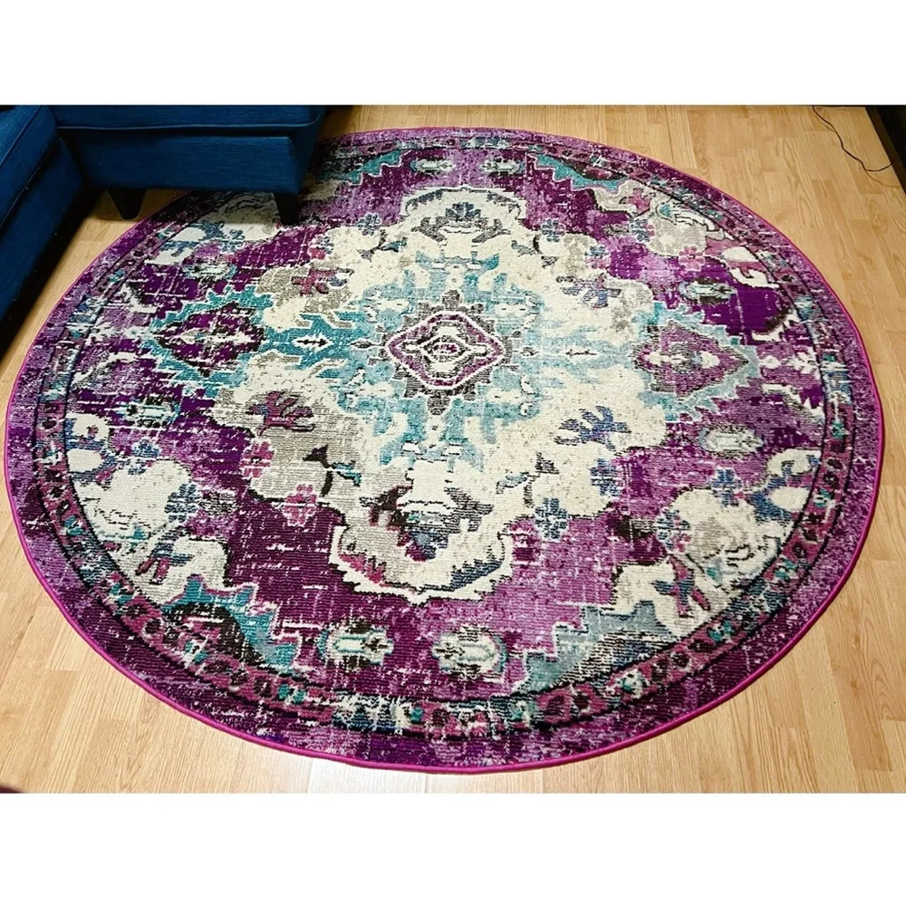 Langley Street ‘Brynlee’ Mandala Boho Bohemian 6’7” Area Rug Carpet Decor 💜🩵✨